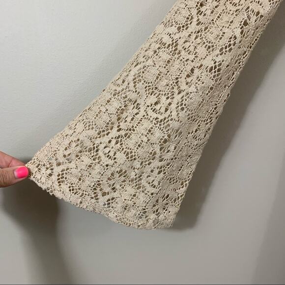 Anthropologie Corey Lynn Crochet Cream Bell Sleeve Dress - Picture 4 of 9
